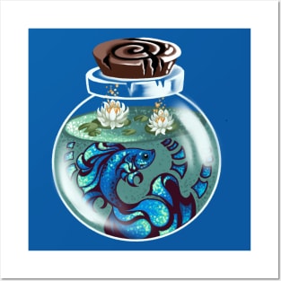 Blue Beta Fish in a Potion Bottle Posters and Art